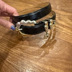 Brighton Black and Silver Leather Belt with Chain Detail